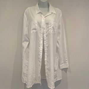 Oversized White Sheer Button-down Shirt
